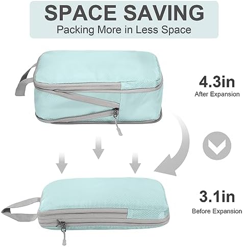Compression Packing Cubes,4 Set Ultralight Packing Cubes for Carry on Suitcase, Travel Packing Essentials for Suitcase Organizer Bags Set, Durable Travel cubes for Luggage (Set of 4, Lake Blue) - Image 4