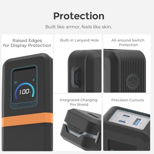 Silicone Protective Case for Anker Prime Power Bank 26250mAh/300W With Hanging Holes, Skin-Friendly Anti-Lost Protective Cover for Anker Power Bank A110A (Black) - Image 3