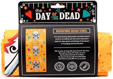 Puckator Day of the Dead Microfibre Beach Towel - Large Quick Drying Lightweight Thin Funny Mens Girls Beach Pool Holiday Towel Towels For Adults Womens - Vacation Accessories Essentials Family - Image 6