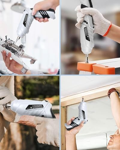 50 Piece Electric Screwdrivers Cordless, 1300mAh Cordless Screwdriver Rechargeable, 3.6V Rotatable 90 Degrees Electric Screwdriver Set for Home DIY, Gift for Man Father's Day, White - Image 7