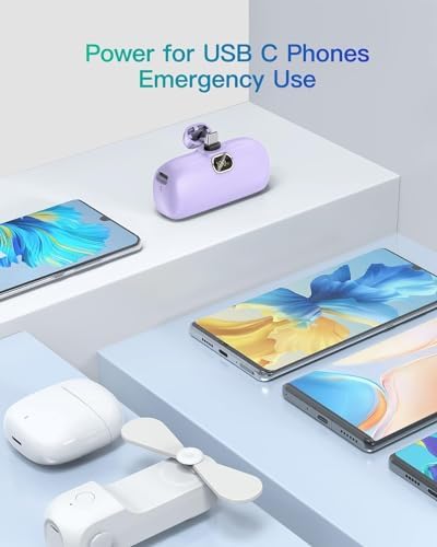 Kuulaa Portable Charger 5000mAh for iPhone 15 16 Power Bank USB-C Portable Phone Charger with Fast Charging (20W) Mini Battery Pack for iPhone 15 Pro/15 Plus/15 Promax/Samsung/Huawei Andriod - Purple - Image 7