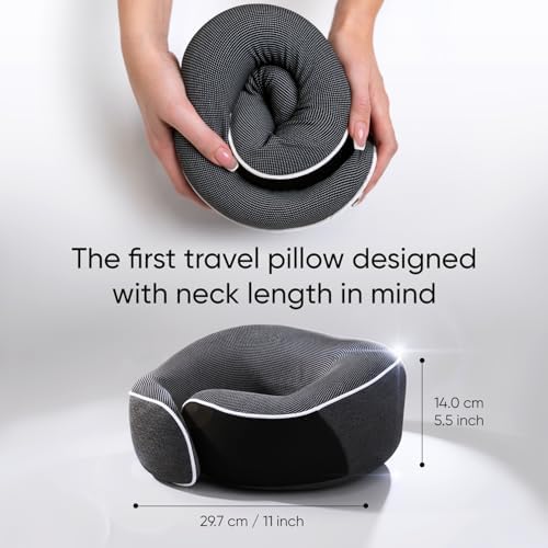 Proglobe Travel Pillow, Memory Foam Neck Pillow Set, Orthopedic Pillow, Travel Essentials for Flying, Kit with 3D Contoured Sleep Mask, Earplugs and Luxury Mesh Bag (Dark Grey) - Image 5