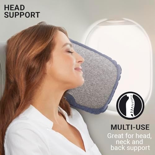 Go Travel Fusion Neck Pillow - Dual Foam & Air, Head & Back Rest, Grey | Cushioned head, neck support for long airplane flights, coaches, cars and train journeys. Ref 478.101. - Image 3
