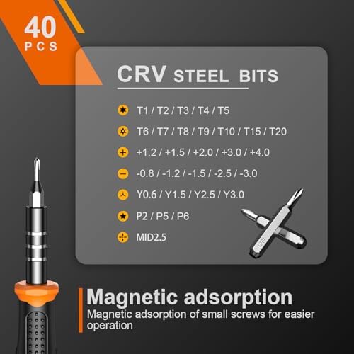 JOREST Precision Screwdriver Set, Small Screwdriver with Torx T5 T6 T8 T9, Triwing Y00, Star P5, Mini Repair Tool Kit for Laptop, Switch, PS5,Xbox, MacBook, iPhone, Ring Doorbell, Watch, Glasses - Image 4