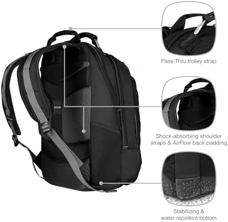 Wenger Carbon 30 Litre Laptop Backpack, Black | For Notebook up to 17 Inches, 30 L, For Men and Women, Business, Uni, School or Travel, 600637 - Image 6