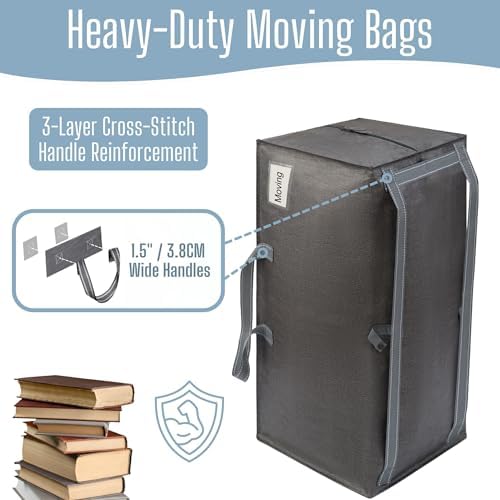 VENO 10 Pack Heavy-Duty Extra Large Moving Bags W/Backpack Straps, Moving House Essentials, Strong Handles & Zips, Clothes Storage, Packing, Laundry Bags, Reusable and Sustainable (Gray, 10 Pack) - Image 3