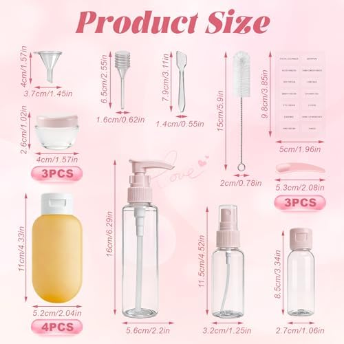 18 Pack Travel Bottle Set for Toiletries Travel Containers Leakproof Refillable Squeezable Travel Accessories for Skincare Lotion Shampoo - Image 6