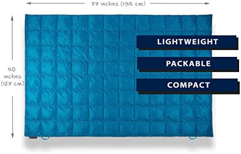 Get Out Gear Double Puffy Camping Blanket - Extra Puffy, Packable, Lightweight and Warm | Ideal for Outdoors, Travel, Stadium, Festivals, Beach, Hammock | Water-Resistant Camp Quilt (Teal Blue/Gray) - Image 3