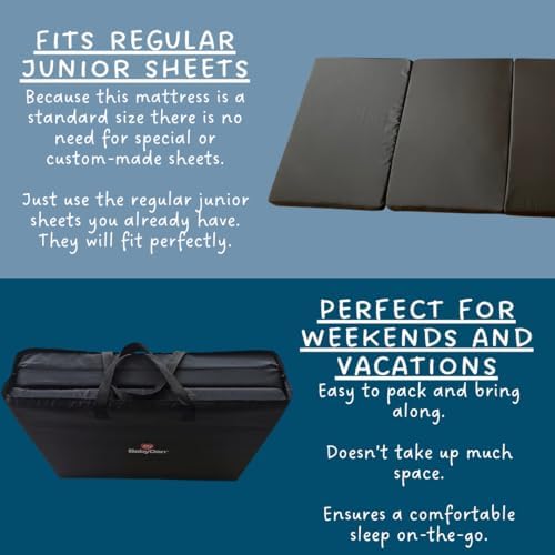 BabyDan Extra Thick Foldable Travel Cot Mattress, 60x120x4.5 cm, Black - Perfect for weekends and vacations - Image 6