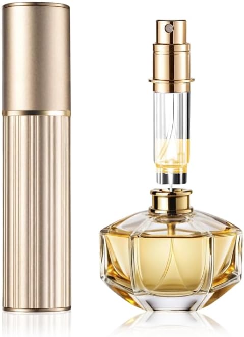 Portable Perfume Atomiser Refillable - 5ml Empty Travel Perfume Bottle, Nano Mist, Leaking Proof, Bottom Pump without Funnel, Luxurious Mini women and men (M5-Gold) - Image 7