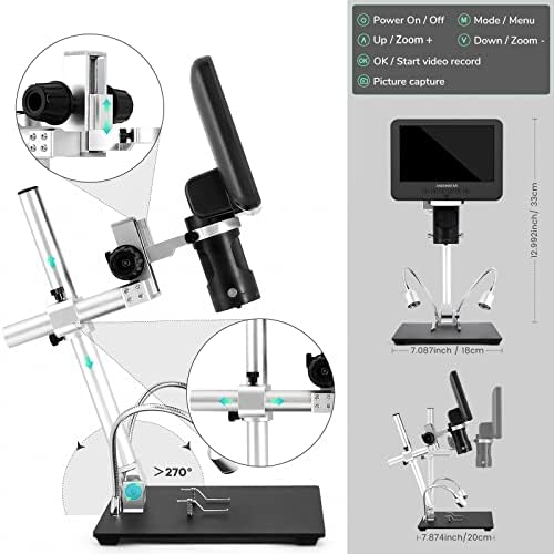 Andonstar AD246S-M HDMI Digital Microscope - 2000x, 3 Lens 2160P UHD Video Record, 7 Inch LCD Soldering Microscope - Image 8