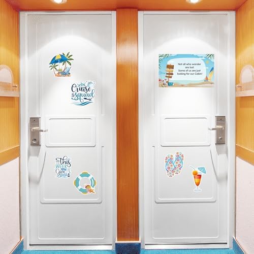 Cruise Door Magnets Decorations, 7PCS Beach Vacation Cruise Magnets, Cruising Essentials Customizable Magnetic Ship Cabin Door Signs Fridge Decor, with 2PCS Pens - Image 6