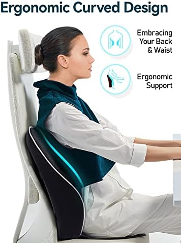 Travel Ease Ergonomic Lumbar Support Cushion, Memory Foam Back Support Cushion for Office Chairs with Skin-friendly Cover for Comfort (Black) - Image 3