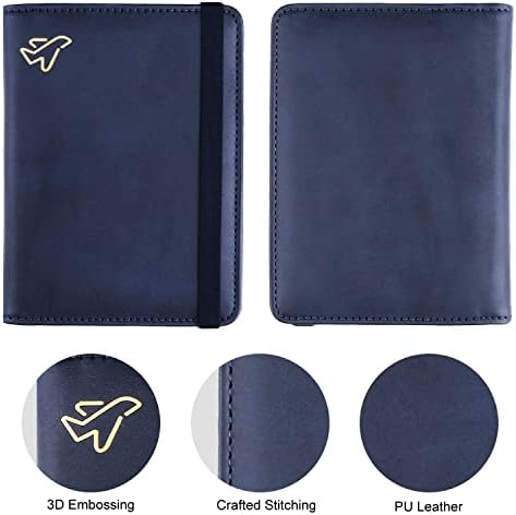WALNEW Passport Holder, PU Leather Travel Passport Cover Wallet, RFID Passport Case with Card Holder, Travel Essentials for Women Men - Image 2