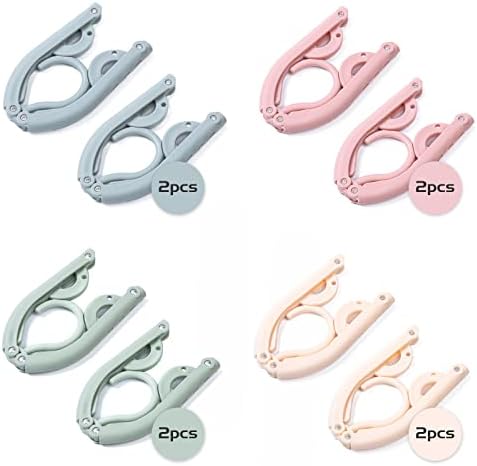8pcs Folding Clothes Hangers, LOMYLM 4 Colors Travel Hangers Foldable Portable Plastic Clothes Coats Hangers Home Hotel Camping Holiday Travel Accessories Cruise Essentials (Green/Blue/Pink/Beige) - Image 2