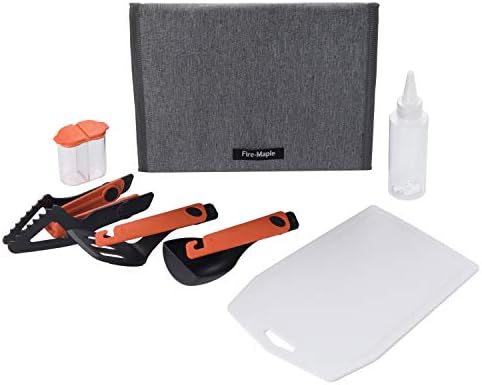 Fire-Maple Chef Camp Kitchen Set | Portable 6 pc Kit with Folding Tongs, Spatula, Spoon | Essential Outdoor Gear for Backpacking, Car Camping, Fishing, BBQ, and Travel