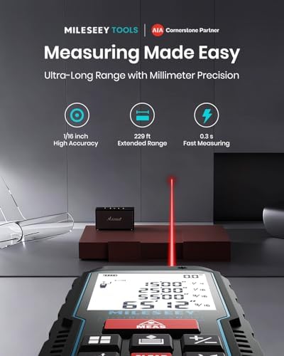 70M Laser Measure Device, MiLESEEY 229ft Digital Laser Tape Measure with Upgrade Electronic Angle Sensor, ±2mm Accuracy, Area Measurement, Volume and Pythagoras, 2"LCD Backlit, Mute, Battery Included - Image 2