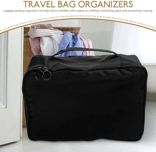 8pcs Travel Packing Cubes Luggage Organizers Set in Black, Waterproof Polyester Material Extra Security and Prevents Creasing, for Travel and Home Use - Image 7