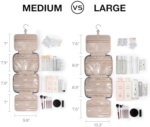 BAGSMART Hanging Toiletry Bag Travel Large Capacity Wash Bag Womens Makeup Cosmetic Bag, Travel Accessories for Full Sized Container (Medium-Pink) - Image 2