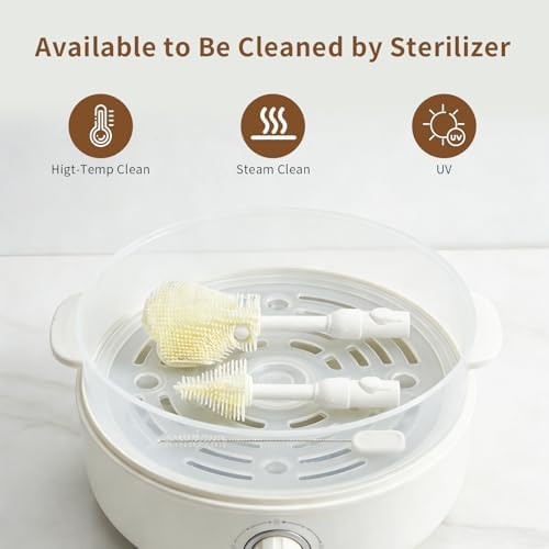 6-in-1 Bottle Brush Set - Travel Essential Bottle Cleaner Kit with Silicone Bottle Brush, Nipple Cleaner Brush,Straw Brush, Folding Drying Rack & Storage Case Bottle Cleaning Tool (White) - Image 8