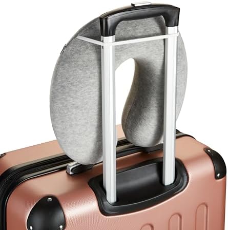 Amazon Basics Travel Pillow, Memory Foam Neck Pillow For Travel, Machine Washable Cover with Elastic Carrying Strap, 30.5 x 30.5 x 9.6 cm, Grey - Image 6