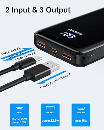 Power Bank 20000mAh, PD3.0 QC4.0 22.5W Fast Charging PD20W USB C Power Bank Portable Charger With LCD Display Compatible with iPhone 17 16 15 14 13 Android and more - Image 3