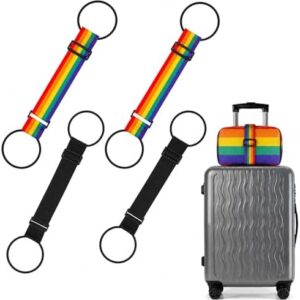 4Pcs Luggage Connector Straps for Suitcases, Adjustable Luggage Connector Straps, Multi-Purpose Set of Elastic Fastening Belts, Portable Canvas Luggages Bands, for Suitcase Handles and Backpacks
