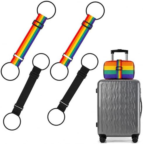4Pcs Luggage Connector Straps for Suitcases, Adjustable Luggage Connector Straps, Multi-Purpose Set of Elastic Fastening Belts, Portable Canvas Luggages Bands, for Suitcase Handles and Backpacks