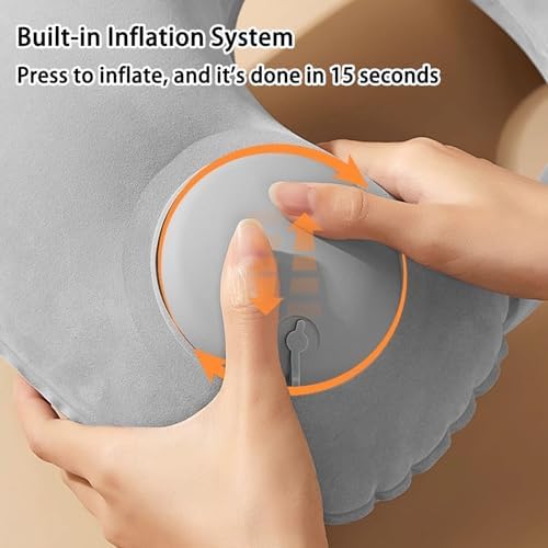 2 PCS Inflatable Neck Pillow for Travel, Compact Neck Support Pillows, Lightweight Inflatable Pillow for Adults Kids Airplane Travel Home and Office (Gray, Navy Blue) - Image 4