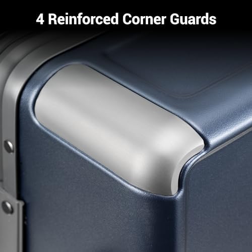 LEVEL8 Zipperless Luggage Carry on Suitcase with Protection Cover - Alluminium Hard Frame 20 Inch Trolley PC Hardside Spinner Suitcase Double TSA for Airline Hegent,Blue - Image 4