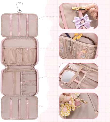 Fasrom Hair Accessories Storage Bag for Girls, Hair Bow Organizer, Hair Accessories Storage Carrying Case Pink - Image 3