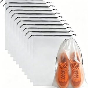12 Pcs Shoe Bags for Travel PLULON Clear Drawstring Travel Shoe Bags for Packing Waterproof Dustproof Shoes Organizer Pouch Travel Accessories Shoe Storage Bag for Women Men Portable Travel Essentials
