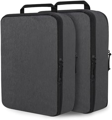 Extra Large Compression Packing Cubes for Travel Essentials, 2 Set Expandable Travel Cubes for Packing Compression Bags Luggage Suitcase Organizer, Black