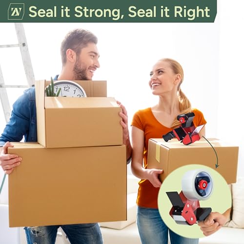 Zuvo Heavy-Duty Tape Dispenser with 6 Rolls of Clear Packaging Tape (48mm x 66m) – Ergonomic Tape Gun for Moving Boxes, Warehouse & General Packing - Image 3