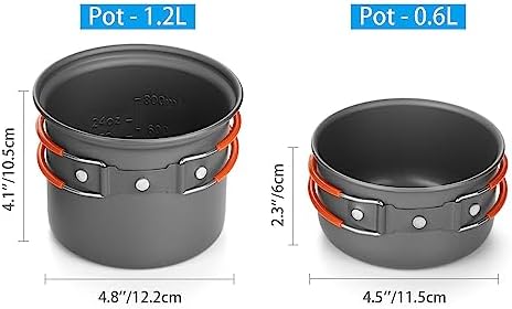 Odoland Camping Cookware Set With Stove for 1-2 People - Portable Campfire Stainless Steel Cook Gear Traveling Cooking Equipment Utensils Outdoor Cooking Kit for Trekking Hiking Picnic - Image 3
