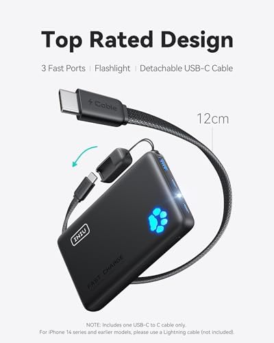 INIU 45W Fast Charging Power Bank, 40% Smaller 10000mAh with Detachable Cable, Flight-Safe Travel Portable Charger, USB C Mobile Phone Portable Powerbank for iPhone 17 16 15 Pro iPad Samsung S25 etc - Image 4