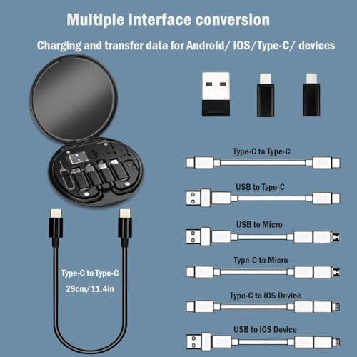 ZALUJMUS Multifunctional Data Cable Storage Box Adaptor for IOS Devices, USB-C and Micro-USB Devices Universal Data Transfer Cable (Black) - Image 4