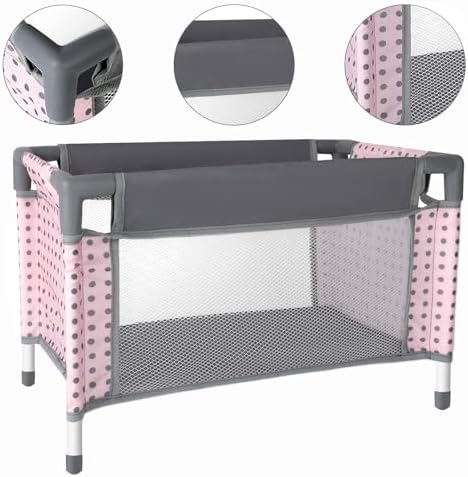 deAO Kids 5 in 1 Baby Doll Pretend Play Set, Baby Doll Accessories Set with Pushchair, Cot, Cradle, Play Mat, Travel Bag for 3+ Years Old Girls (Doll Not Included) - Image 5