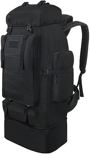 Hiking Backpack,100L Large Camping Backpack, Expandable Waterproof MOLLE Rucksack, Outdoor Sport Travel Daypack Military Tactical Backpack for Men Women (Black)