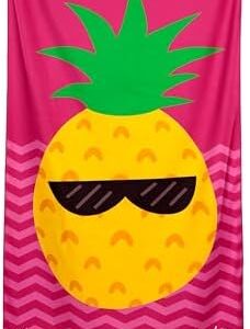 Puckator Good Vibes Only Pineapple Microfibre Beach Towel - Large Quick Drying Lightweight Thin Funny Mens Girls Beach Pool Holiday Towel Towels For Adults Womens - Vacation Accessories Essentials