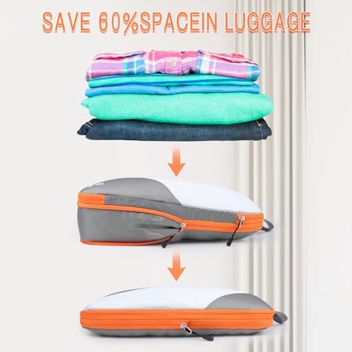 AiQInu 5 Piece Suitcase Organizer, Compression Packing Cube Space-Saving Expandable Ultralight Travel Organizer for Clothes, Shoes, Underwear Travel Set for Backpacks or Hand Luggage - Image 2