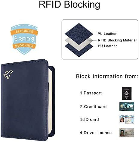 WALNEW Passport Holder, PU Leather Travel Passport Cover Wallet, RFID Passport Case with Card Holder, Travel Essentials for Women Men - Image 3
