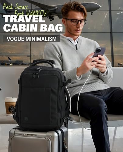 VANKEV Easyjet Cabin Bag 45x36x20 Travel Bag Hand Luggage Backpack Underseat Carry-ons Laptop Backpack Ruscksack Cabin Size Flight Bag Fit 15.6 Inch Laptop Black - Image 2