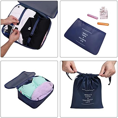 OSDUE Packing Cubes for Suitcase, 8 PCS Travel Organiser Packing Bags Lightweight Waterproof Luggage Packing Organizers for Clothes Shoes, Travel Accessories, Navy Blue - Image 3