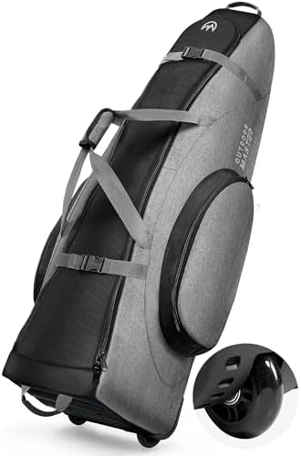 OutdoorMaster Padded Golf Travel Bag with Reinforced Wheels, 900D Heavy Duty Oxford Wear-Resistant and Waterproof Golf Travel Case, Soft-Sided Golf Club Bag, Shoes and Accessories Compartment