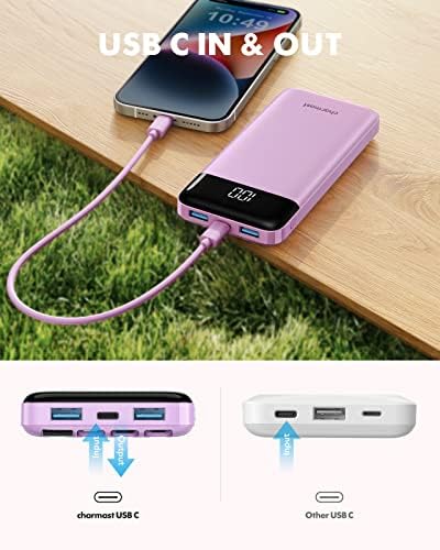 Charmast Power Bank with Built in Cables X 4, 10000mAh Portable Charger 6 Outputs 3 Inputs Travel Essentials, LED Display Type C Powerbank, Slim USB C Battery Pack Compatible with iPhone17/Samsung etc - Image 8