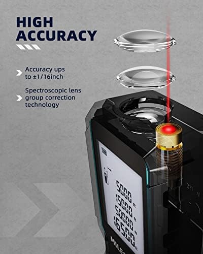 Laser Measure Device 50M, MiLESEEY Laser Distance Meter With 2 Spirit Level Bubbles, ±2mm Accuracy, 2 inch LCD Backlight, Pythagorean Mode, Measure Distance, Area/Volume Calculation, Home Fitting - Image 2