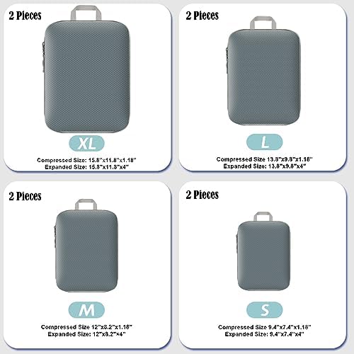 8 Piece Set Compression Packing Cubes For Suitcases, Packing Cubes For Travel (Grey) - Image 2