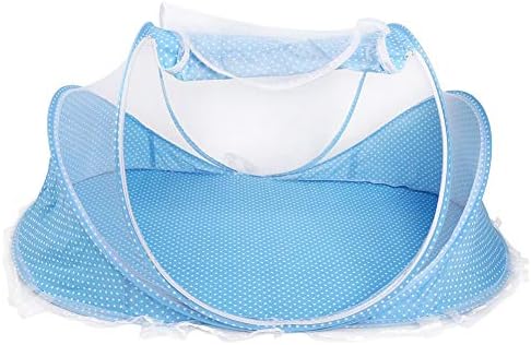Baby Beach Tent,Portable Foldable Mosquito Net Anti-Bug Crib Cradle Tent with Mattress Pillow for Baby Infant Portable Baby Travel Tent (Blue) - Image 6