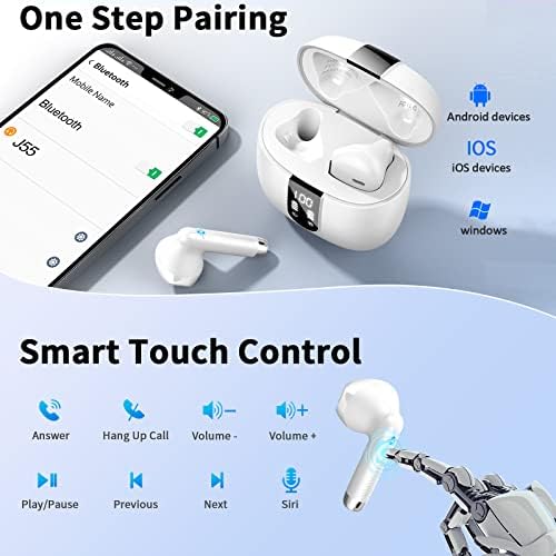 Wireless Earbuds, Bluetooth 5.4 Headphones NEW Wireless Headphones with 4 ENC Mic, 56H Bluetooth Earphones in Ear Noise Cancelling Deep Bass, Mini Ear Buds Bluetooth Earbuds IP7 Waterproof LED Display - Image 7